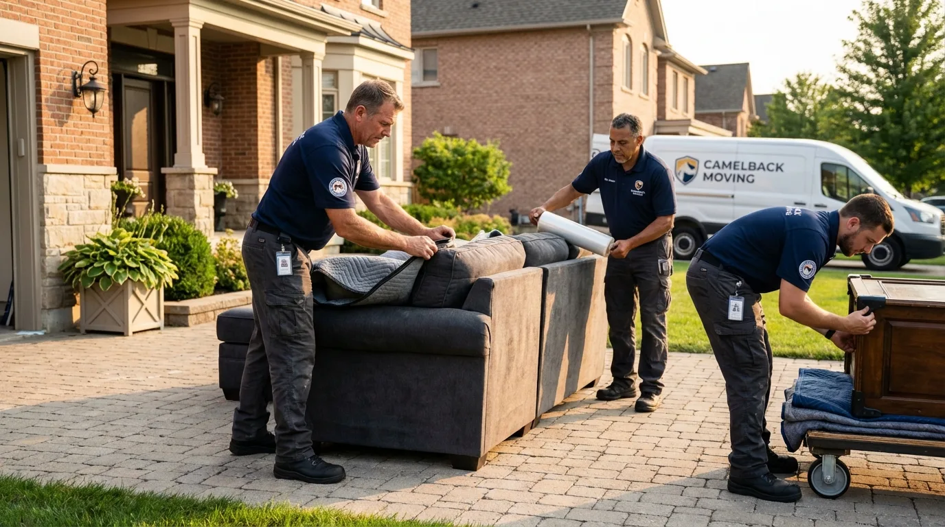 Large estate moving crew wrapping furniture in Baudette, MN